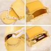 IELGY Light Fashion Women's Diagonal Chain Crocodile Pattern Yellow Square Shoulder Bag Handbag All-match Casual