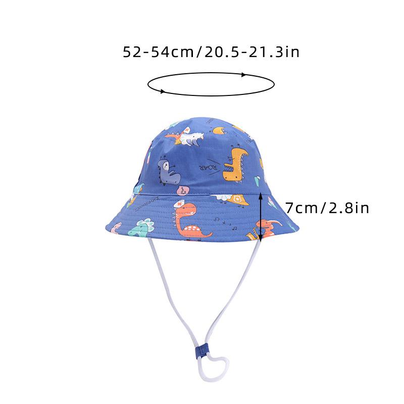 Cartoon Tier Baby Fischerhut Niedlicher Dinosaurier-Print Fischerhut für Junge Mädchen Sommer Verstellbar Breite Krempe Kinder Panama Sonnenhüte