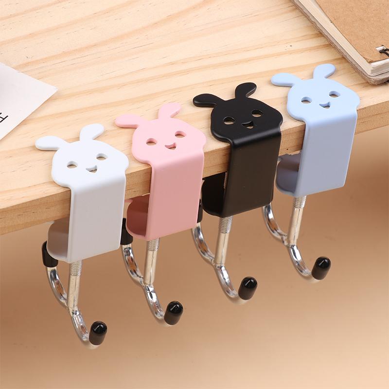 Cute Rabbit Desk Bag Hook Table Side Hanging Hook Adjustable Storage Hooks Headphone Backpack Desk Hanger Punch-Free