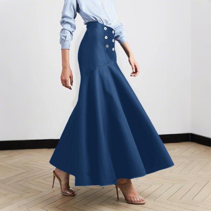 

ZANZEA Женские повседневные однотонные длинные юбки «рыбий хвост» L