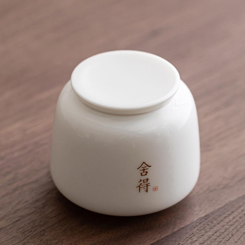 Suet jade porcelain mini small spring tea ceramic tea can sealed tank tea can storage tank storage tank empty tank