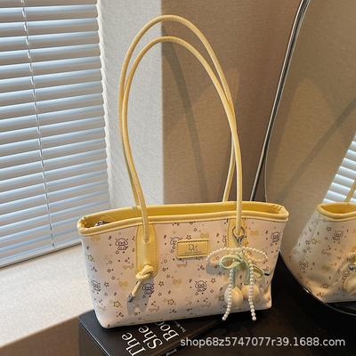 Puppy Print Underarm Bag Women's 2025 New Fashion Large Capacity Commuter Tote Bag Simple Texture Shoulder Bag