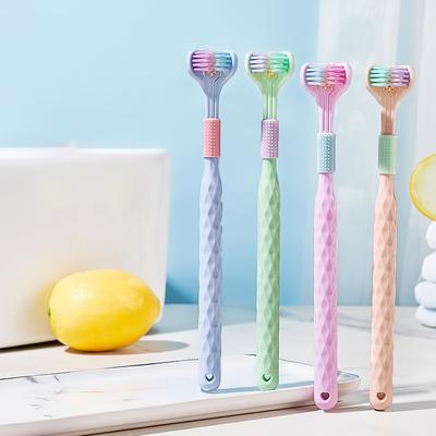 1pc-random Color Gentle 3-sided Toothbrush for Home Deep Cleaning Oral Care - Extra Soft Bristles for Teeth and Gums
