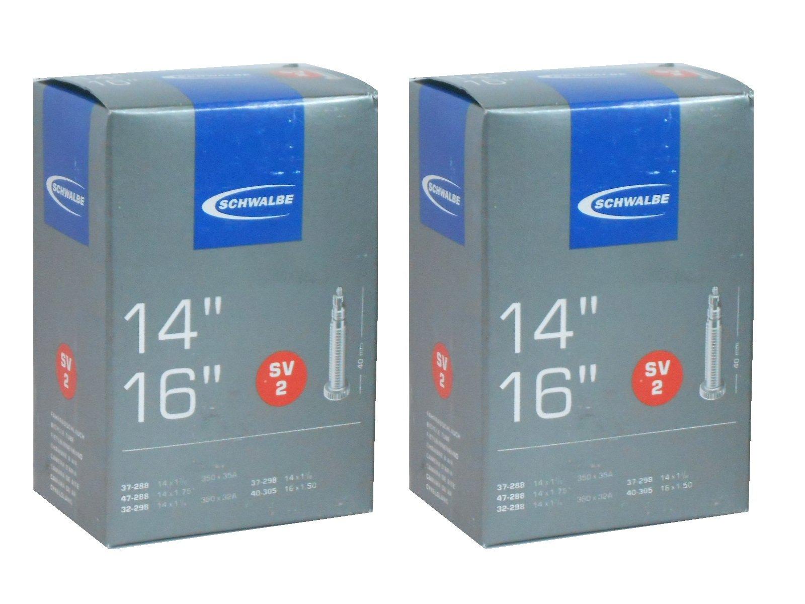 

Set of 2 SCHWALBE 2SV Tubes with 40mm Presta Valves for 16x1.50 (40-305), 14x1 3/8, 14x1.75, 14x1 1.5, and 14x1 3/8 Tires [Imported]