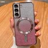 For For Samsung S24 S25 Ultra  Plating Frame Flash  Magnetic Phone Cover For For Samsung Galaxy S23 S22 Plus S21 FE Case