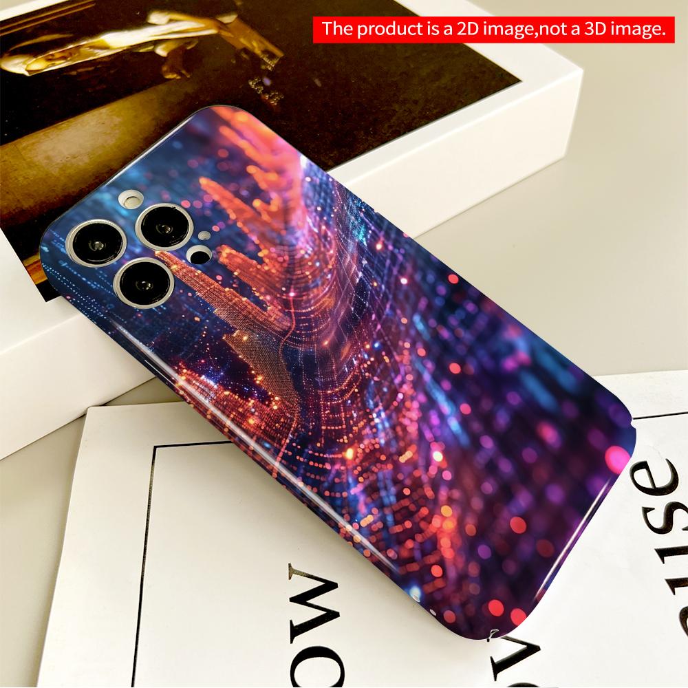 2DFlat Neon City Lights Digital Art Phone Case All Inclusive Film Hard Phone Case, Compatible with iPhone 18 Pro Max 17 16 15 14 13 12 11