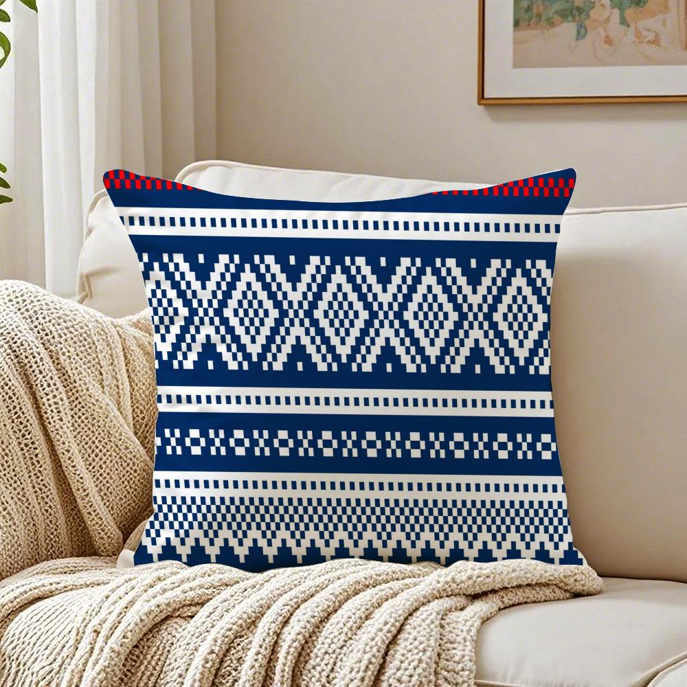 Klassische Strick-Britisches Muster FFair Isle Kissenbezug Kissenhülle Staubmilbenfrei Wohnzimmer Sofa Dekor Kissen Raum