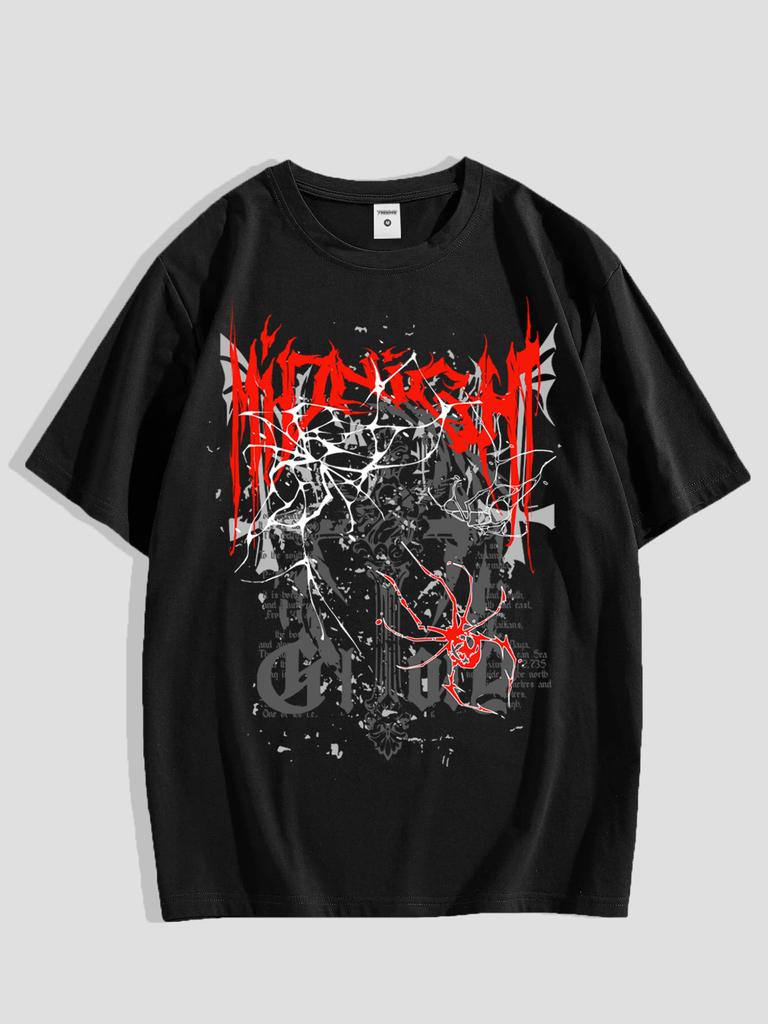 Men's Graphic Tee - Casual & Loose Dark Academia Short Sleeve T-Shirt Oversized Baggy Tops T-Shirt Black