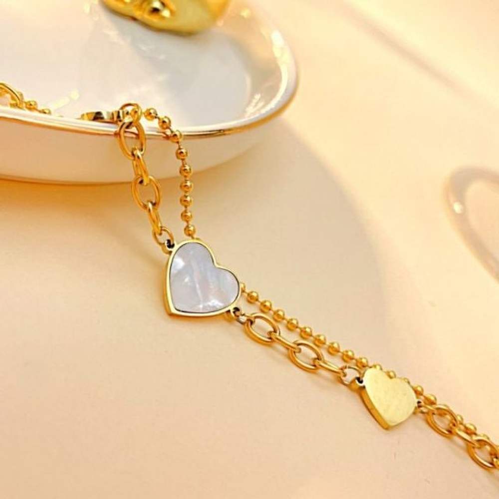 

Heart Bracelet Girlfriend Gift Jewelry Layered silver