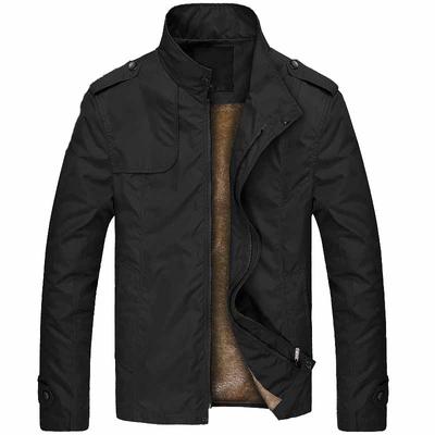 Abrigo Grueso Acolchado de Felpa para Hombre Otoño e Invierno Chaqueta Casual de Algodón con Cuello Mao