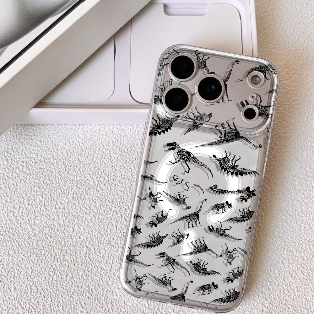 

Cool Dinosaur Phone Case For iPhone 17 16 15 14 13 12 Pro Max Plus With Magnetic Crystal Clear Case Wireless Charge iPhone Air