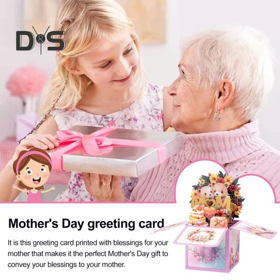 Pop-Up-Blumenkarte zum Muttertag, 3D-Pop-Up-Grußkarte „Alles Gute zum Muttertag“, Geschenk für ihre Frau, Mutter, Oma