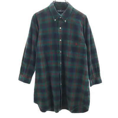 Check Pattern Long Sleeve Long Button Down Shirt XL Women Used