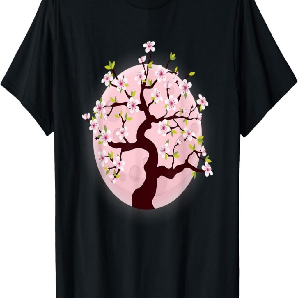 Pink Moon Sakura Flowers Cherry Blossoms T-Shirt