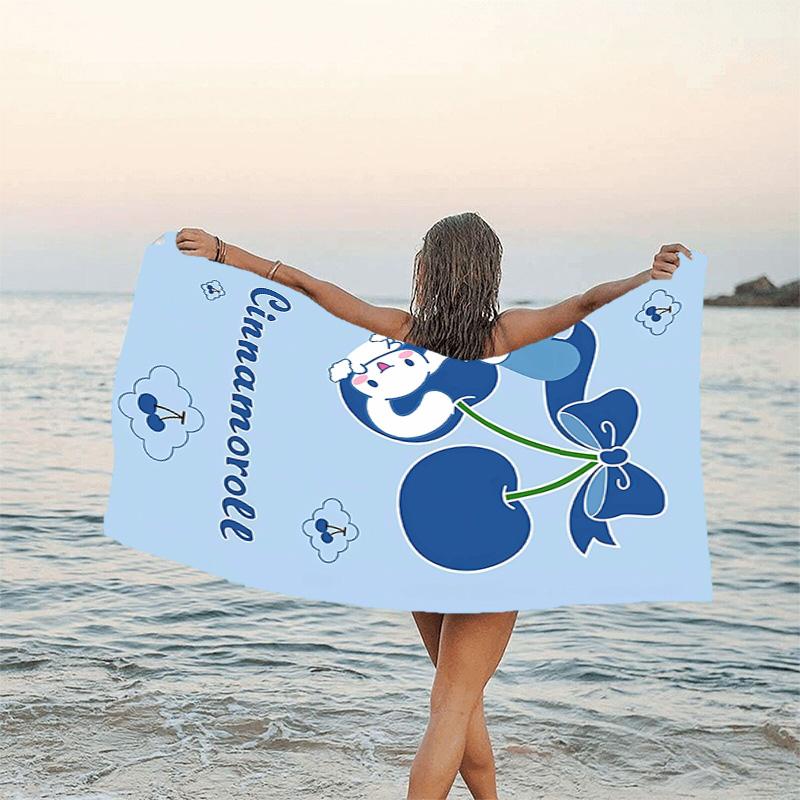1pc Sanrio Cinnamoroll4 Beach Towel, Beach and Seaside Swimming Pool Equipment, Fashion Pattern, Rectangular, Travel Essentials