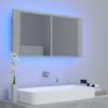 LED Bathroom Mirror Cabinet Concrete Grey 90 X 12 X 45 Cm Acrylic