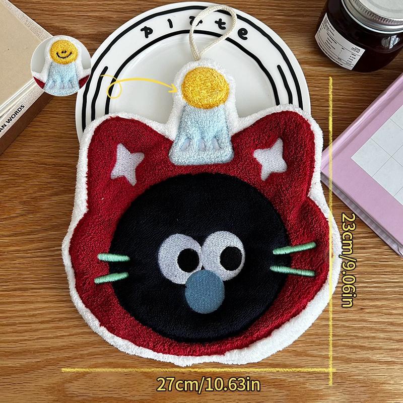 Cartoon Elephant Animal Hand Towels for Kitchen Hanging Cloth Rag Kids Hand Towels Absorbent Bathroom Coral Velvet Handkerchief