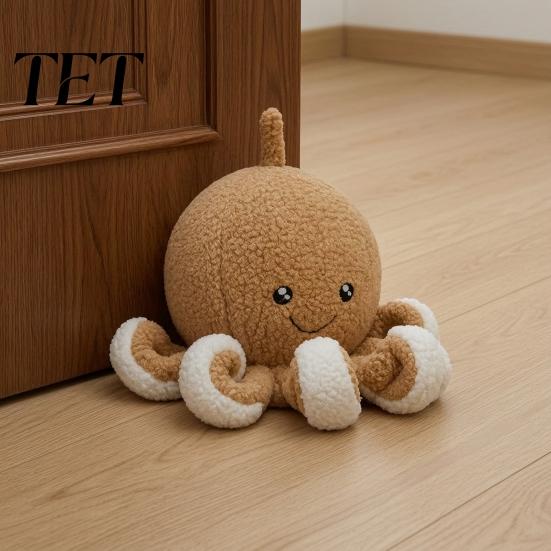 Child Proof Door Stop Plush Octopus Decorative Doorstop, Weighted Fabric Stopper for Home Marine Themed Wedge Office, Ocean Animal Floor Holder