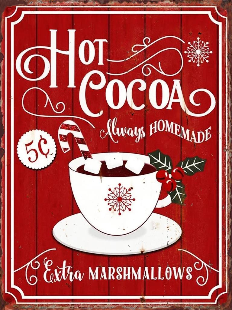Christmas Coffee Art Metal Signs for Cafe Shop Club Pub Decor Tin Sign Bourbon Decorative Plaques Painting Wine Wall Decorati