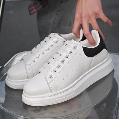 White Shoes for Women Spring and Summer New Casual All-Match Thick Bottom Board Shoes Sneaker First Layer Cowhide Couple Men's Shoes
