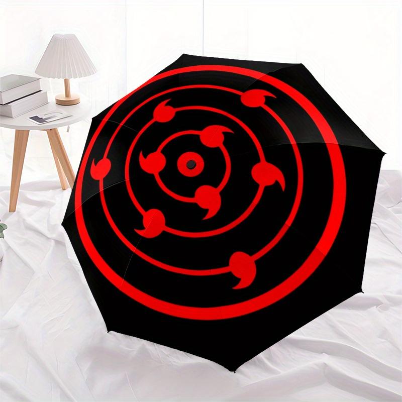 "Red Circular Symbol Graphic T Shirt" Umbrella, Portable 3 Fold Compact Umbrella for Men & Women,S72
