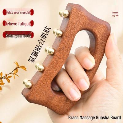 Karbonisiertes Messing Gua Sha Brett: 10-Kugel-Holzmassagegerät für den ganzen Körper, Schultern, Nacken und Rücken.
