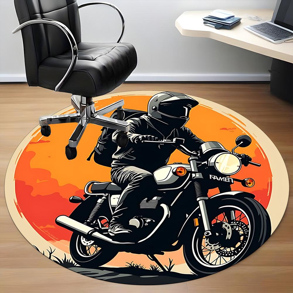 Tappeto Rotondo Tramonto Moto Ufficio, Tappetino Adatto Per Ufficio, Sotto Sedie Ufficio Camera da Letto Soggiorno Decorazione Casa, Decorazione Stanza