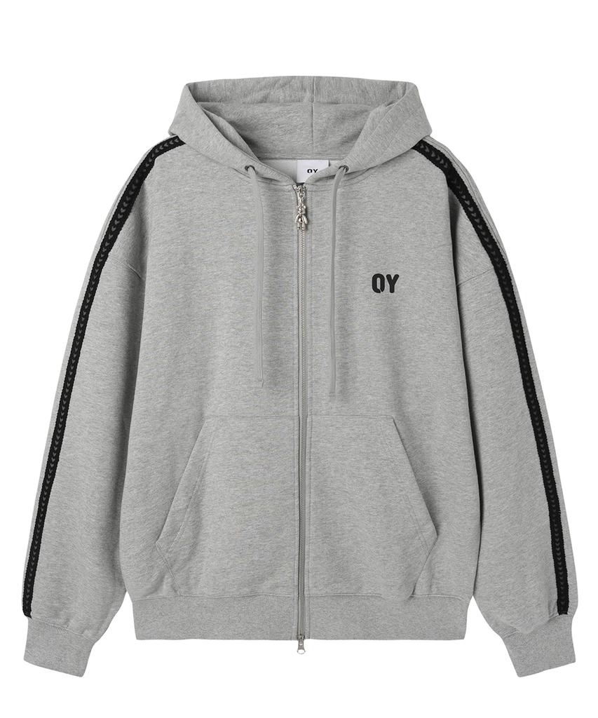 Openyard(Oy) Lace Dolly Hoodie Zip Up - Mid Gray