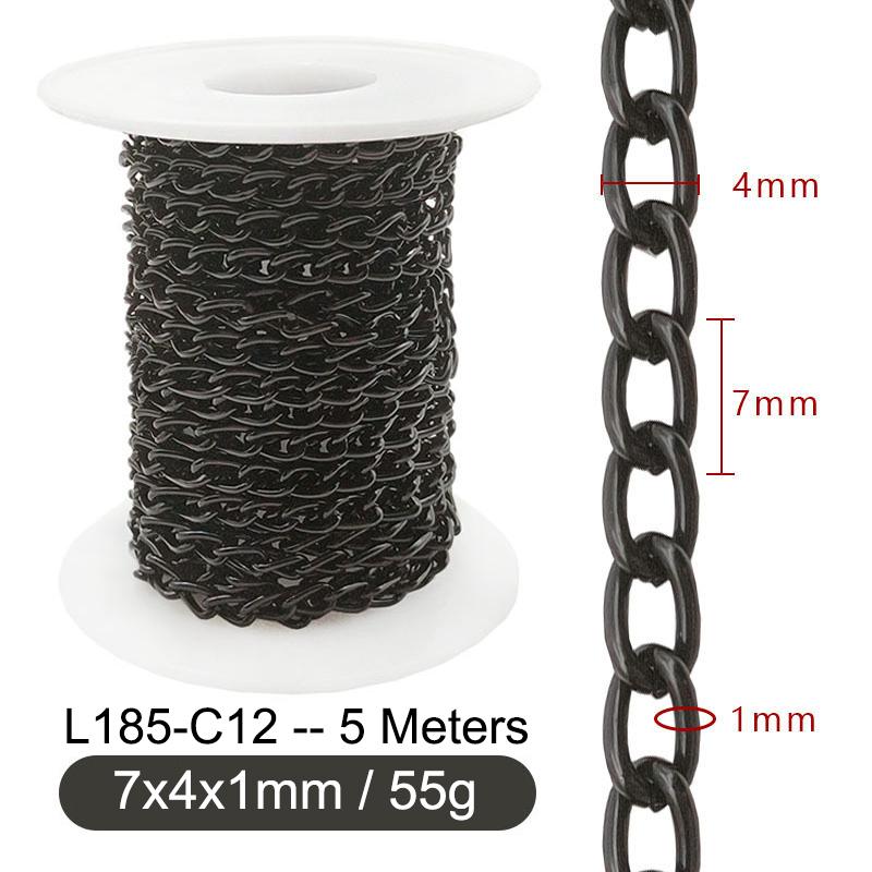 5M Metal Aluminum O-Shaped Chains Twist Chain for DIY Necklace Bracelet Jewelry Making Clothing Bag Component Accessory Supplies