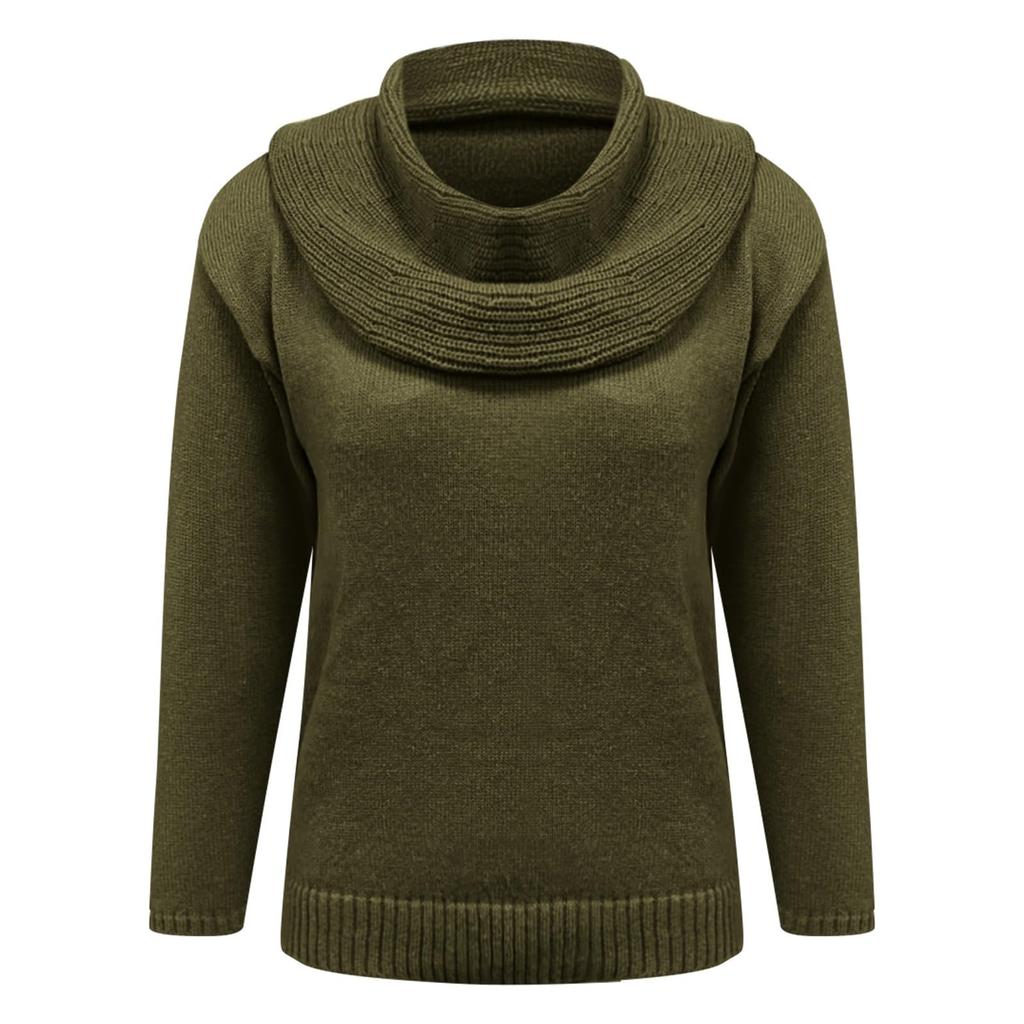 Pulover tricotat colorat pentru femei, casual și la modă, cu gât rotund și mâneci lungi