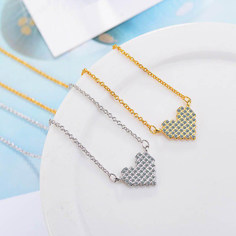 Lindon Fashion Women   Jewelry Necklace with Heart-shaped Zircon Pendants Wedding Engagement Party Gifts