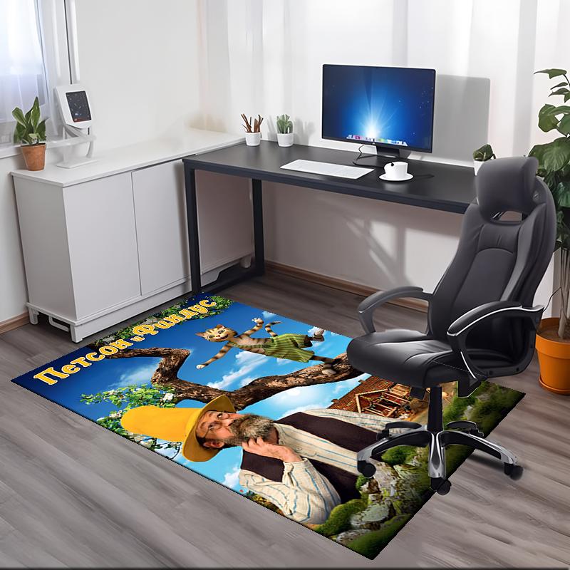 Pettson and Findus Printed Carpetrugfor Office Chair Living Room Bedroom Kitchen Room Decor Gifts