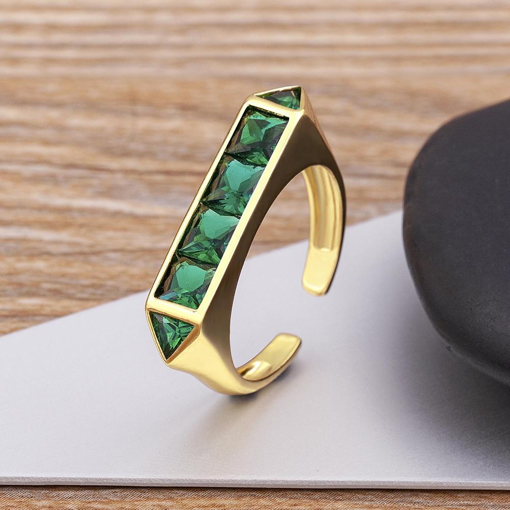 

Nidin New Fashion 5 Candy Colors Geometric Rhinestone Ring Women Charm Shiny Zircon Jewelry Wedding Party Gifts Wholesale зелёный
