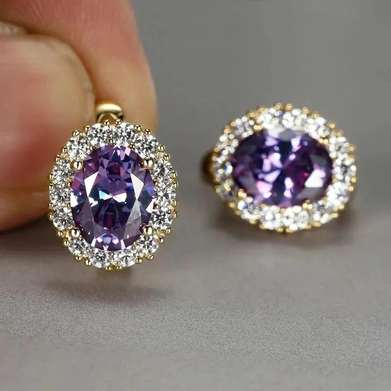 CAOSHI Multiple Colors Cubic Zirconia Hoop Earrings for Women Fashionable Gold Color/Copper Color Wedding Zircon Accessories