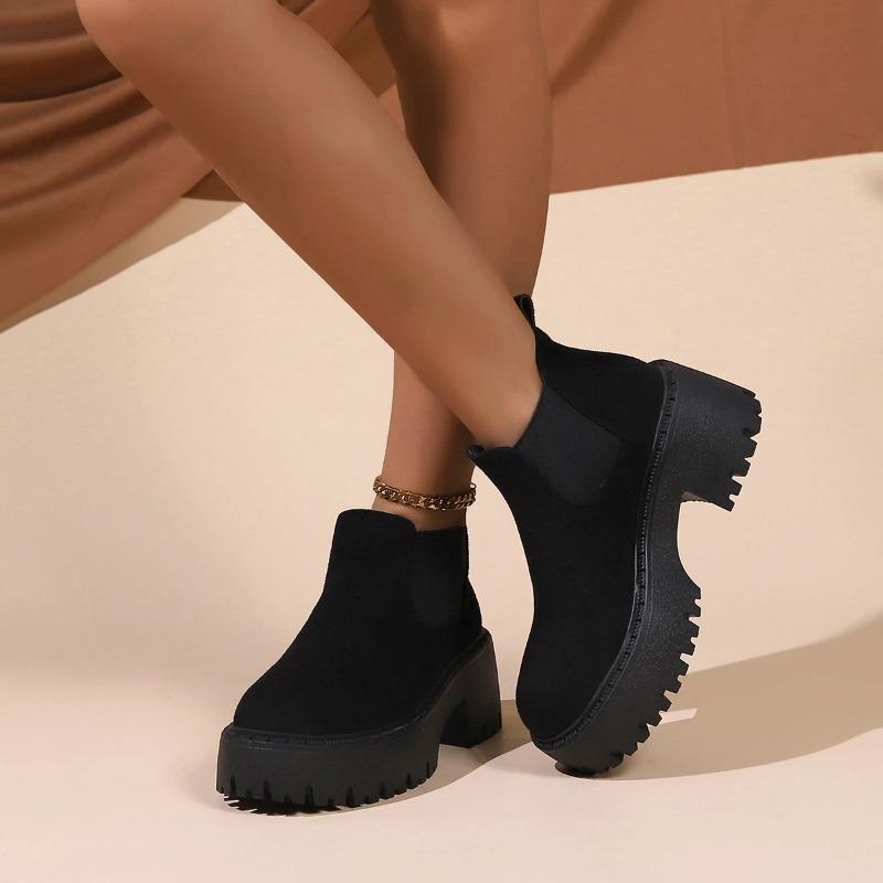 Classic Suede Short Boots 2024 New Women's Rear Zipper Fashion Boots Thick Sole Anti Slip Short Boots Zapatos De Mujer Trafza