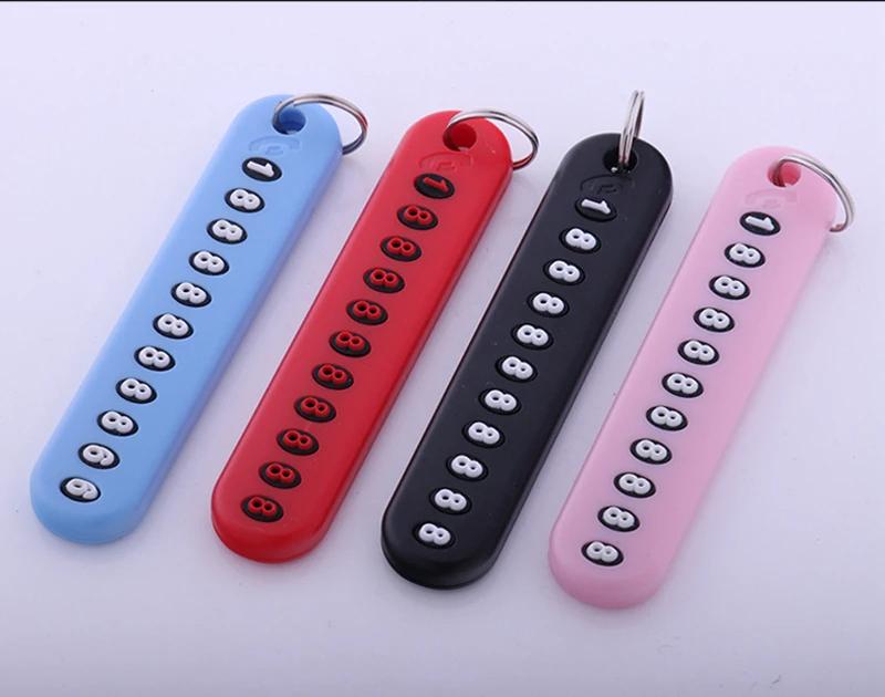 5 Colors Anti-Lost Phone Number Plate Car Keychain Pendant Auto Vehicle Card Keyring Key Chain for Men and Women
