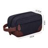 Handing Toiletry PU Leather Canvas Men Wash Shaving Women Toiletry Storage Waterproof Makeup Travel Organizer Retro Cosmetic Bag