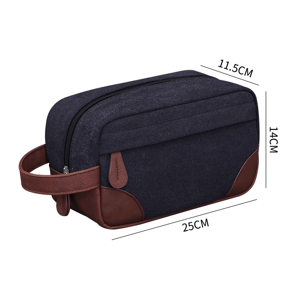 Handing Toiletry PU Leather Canvas Men Wash Shaving Women Toiletry Storage Waterproof Makeup Travel Organizer Retro Cosmetic Bag
