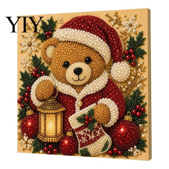 Sparkling Bead Painting Sets Christmas Faux Pearl Art Kit, DIY Snowman 3D Resin Xmas Scenes Crafting Project for Adults Beginners, Home Festive