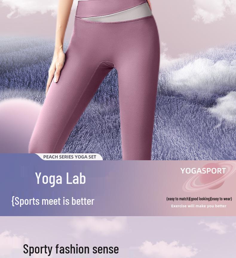 Women's Patchwork Color Block Fitness Set – Cropped Short Sleeve Top & High Waist Hip Lift Sports Pants for Spring/Summer Running & Workouts