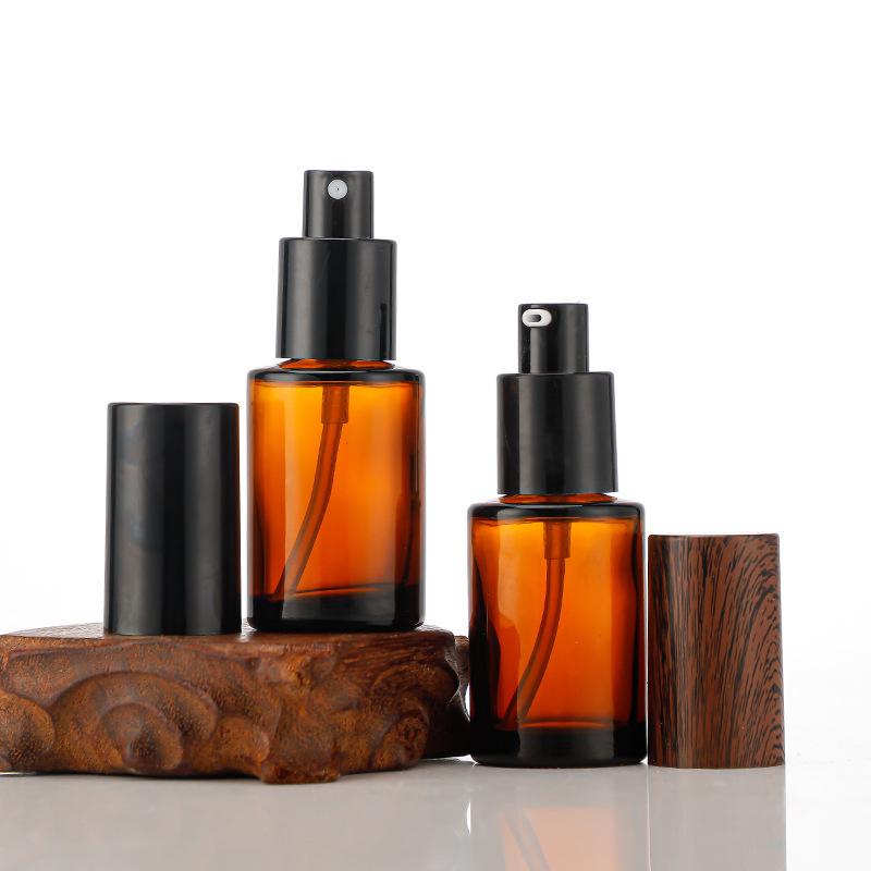 Brown Flat Shoulder Thick Glass Essential Oil Dropper Bottle for Cosmetics and Perfume