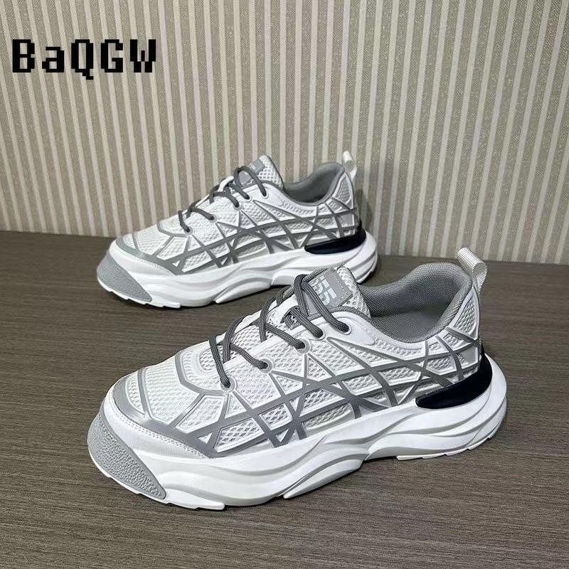 Klobiger Sneaker für Herren Sommer Mesh Atmungsaktiv Luxus Laufschuhe Mode Gestreiftes Design Casual Zapatillas Sports Sneakers