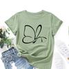 Cotton T-Shirt Short Sleeve Round Neck Women 2d Print Tops