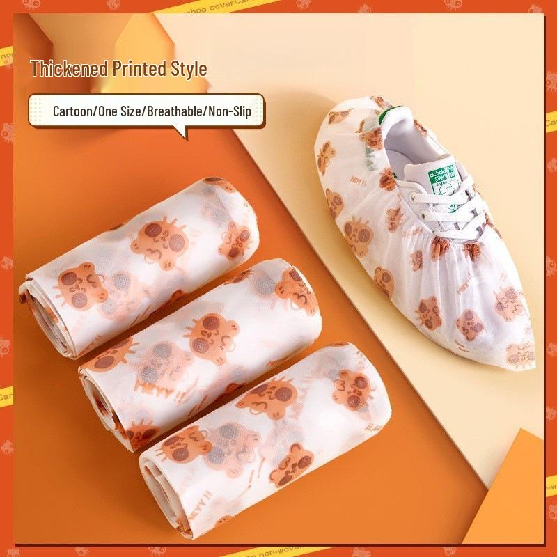 Сверхтолстые мультяшные одноразовые нескользящие бахилы 50 pcs