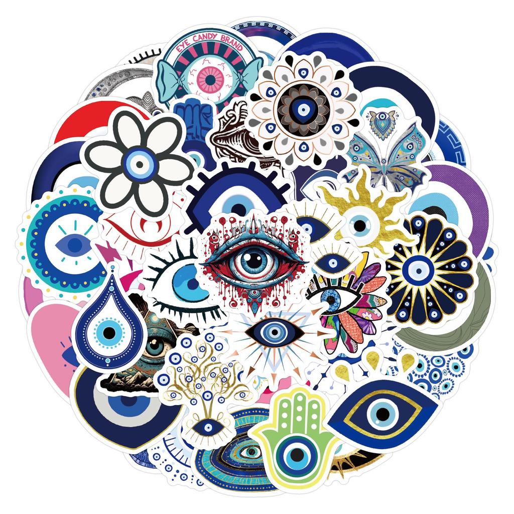 60 Waterproof Evil Eye Graffiti Stickers for Luggage, Notebooks, and Skateboards