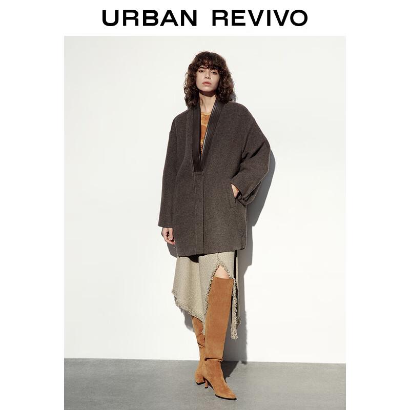UR Women's Retro Spliced V-neck Loose Coat