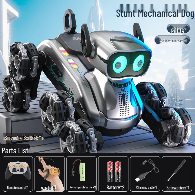 Smart Robot Dog Toy: Eight-Wheel Stunt Mechanical Pet with Remote & Watch Control