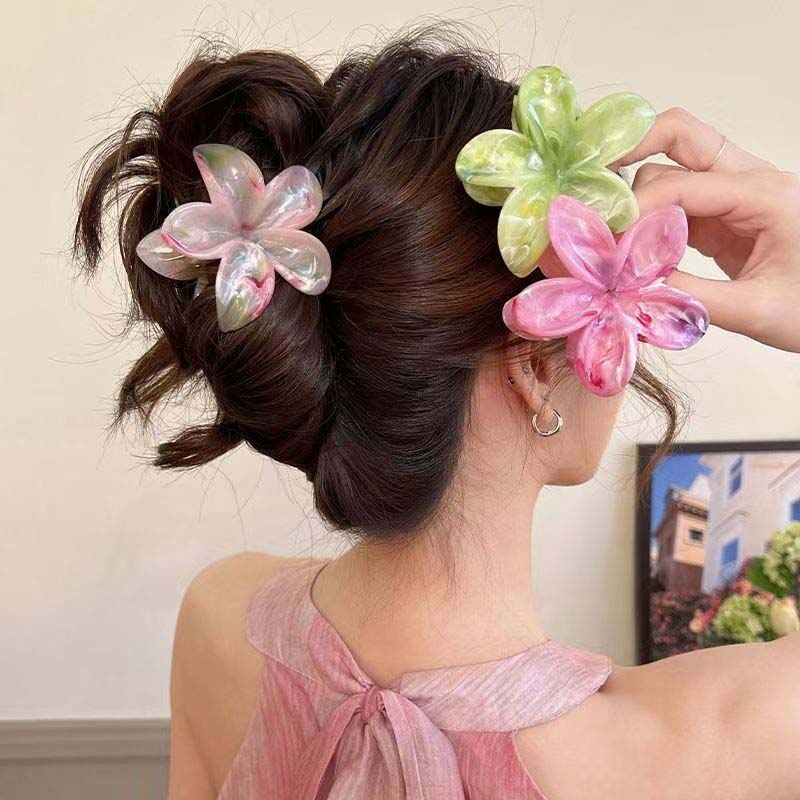 Fashion Women Beach Vacation Bohemia Egg Flower Hair Clips Elegant Flower Large Hair Claw Hairpin Women Girls Accessories