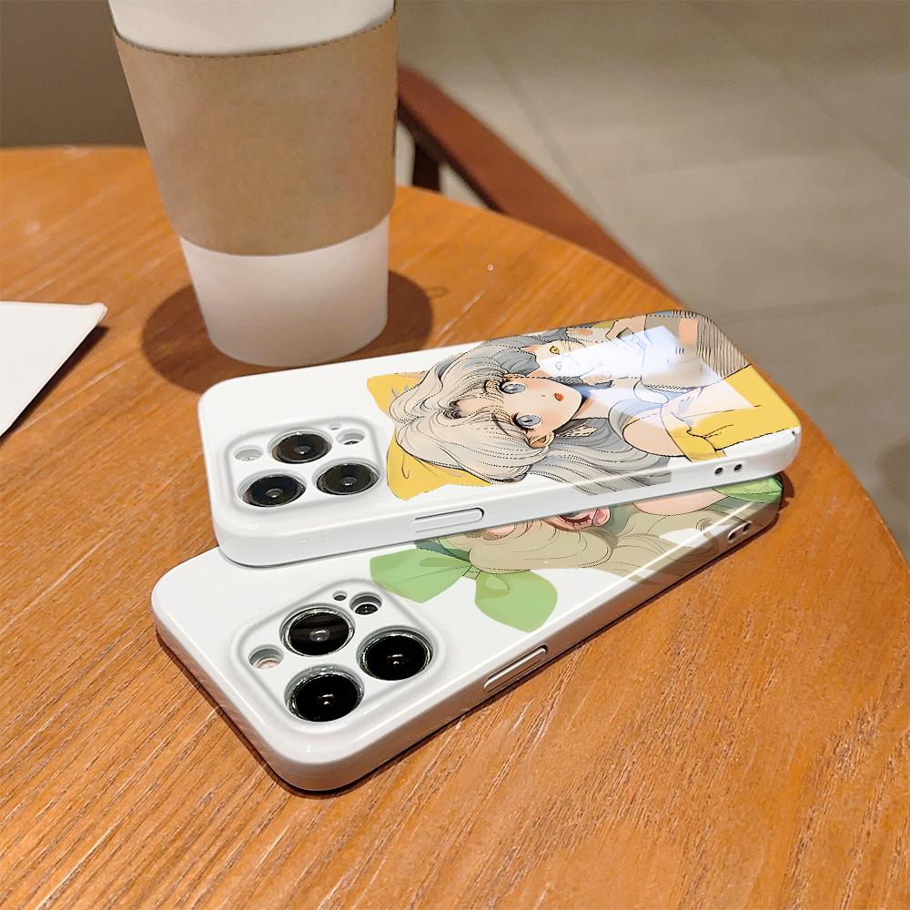 For iPhone 16 15 Samsung S23 S22 A13 A23 A52 A33 Huawei Honor Xiaomi Redmi OPPO Vivo Cat and Bow Girl Design Full Camera Protection Hard Phone Case