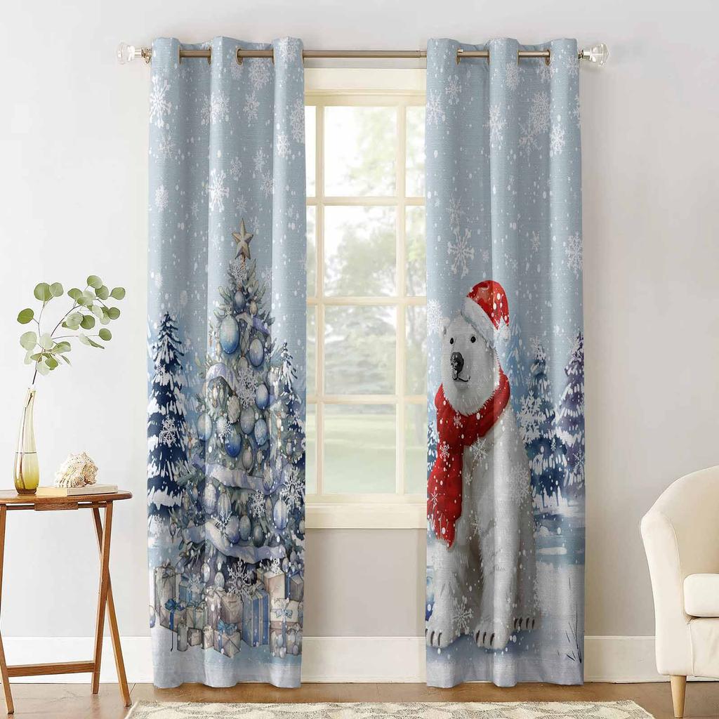 Christmas Snowflakes Retro Koala Blackout Curtains For Living Room Bedroom Window Treatment Blinds Drapes